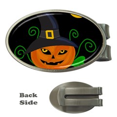 Halloween Witch Pumpkin Money Clips (oval)  by Valentinaart