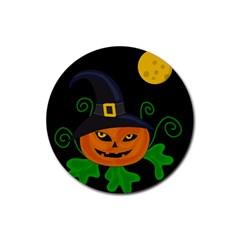 Halloween witch pumpkin Rubber Round Coaster (4 pack) 