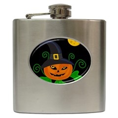 Halloween witch pumpkin Hip Flask (6 oz)