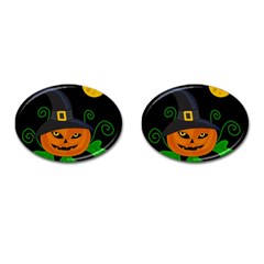 Halloween witch pumpkin Cufflinks (Oval)