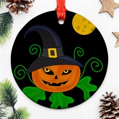 Halloween witch pumpkin Round Ornament (Two Sides) 