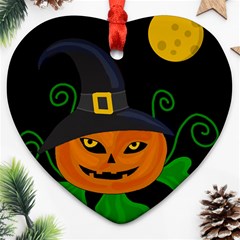 Halloween witch pumpkin Heart Ornament (2 Sides)