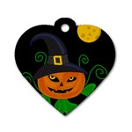 Halloween witch pumpkin Dog Tag Heart (Two Sides) Back