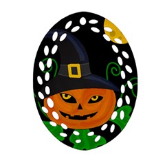 Halloween witch pumpkin Ornament (Oval Filigree) 