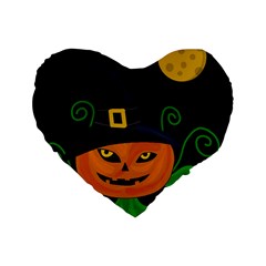 Halloween witch pumpkin Standard 16  Premium Heart Shape Cushions