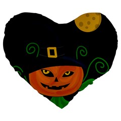 Halloween witch pumpkin Large 19  Premium Heart Shape Cushions