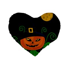 Halloween witch pumpkin Standard 16  Premium Flano Heart Shape Cushions