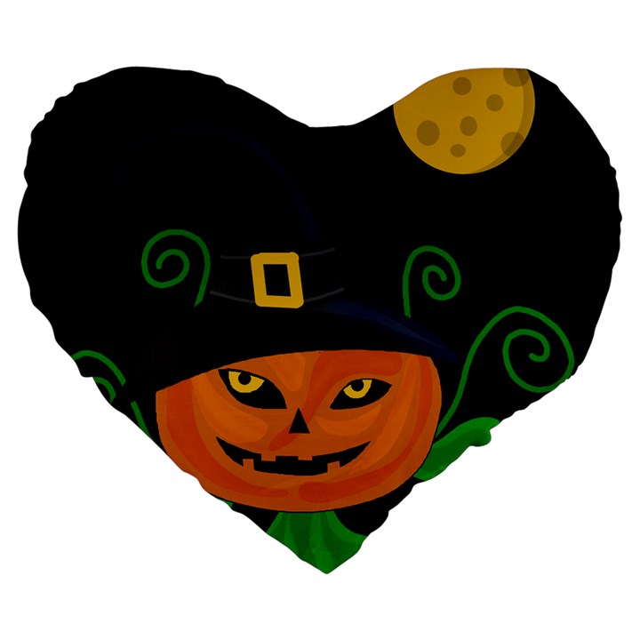 Halloween witch pumpkin Large 19  Premium Flano Heart Shape Cushions