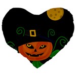 Halloween witch pumpkin Large 19  Premium Flano Heart Shape Cushions Back