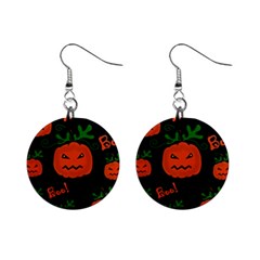 Halloween Pumpkin Pattern Mini Button Earrings by Valentinaart