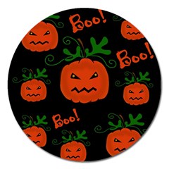 Halloween Pumpkin Pattern Magnet 5  (round) by Valentinaart