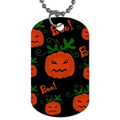 Halloween Pumpkin Pattern Dog Tag (one Side) by Valentinaart