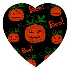 Halloween Pumpkin Pattern Jigsaw Puzzle (heart) by Valentinaart