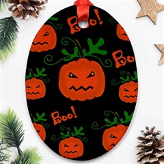 Halloween Pumpkin Pattern Oval Ornament (two Sides) by Valentinaart