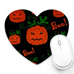 Halloween Pumpkin Pattern Heart Mousepads by Valentinaart