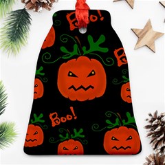 Halloween Pumpkin Pattern Bell Ornament (2 Sides) by Valentinaart