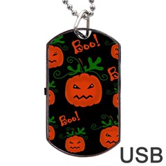 Halloween Pumpkin Pattern Dog Tag Usb Flash (two Sides)  by Valentinaart