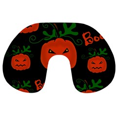 Halloween Pumpkin Pattern Travel Neck Pillows by Valentinaart