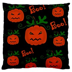 Halloween Pumpkin Pattern Large Flano Cushion Case (one Side) by Valentinaart