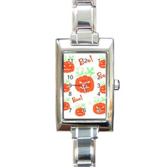 Halloween Pumpkins Pattern Rectangle Italian Charm Watch by Valentinaart