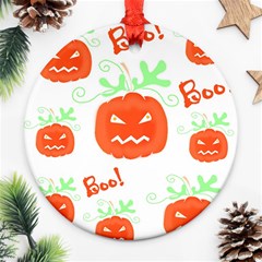 Halloween Pumpkins Pattern Ornament (round)  by Valentinaart