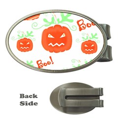 Halloween Pumpkins Pattern Money Clips (oval)  by Valentinaart