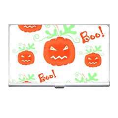 Halloween Pumpkins Pattern Business Card Holders by Valentinaart