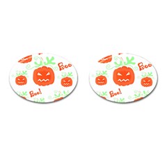 Halloween Pumpkins Pattern Cufflinks (oval) by Valentinaart