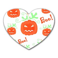 Halloween Pumpkins Pattern Heart Mousepads by Valentinaart