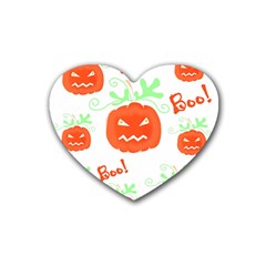 Halloween Pumpkins Pattern Heart Coaster (4 Pack)  by Valentinaart