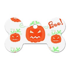 Halloween Pumpkins Pattern Dog Tag Bone (one Side) by Valentinaart