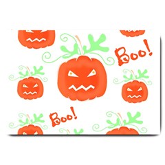 Halloween Pumpkins Pattern Large Doormat  by Valentinaart