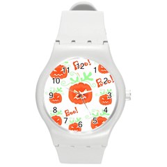 Halloween Pumpkins Pattern Round Plastic Sport Watch (m) by Valentinaart