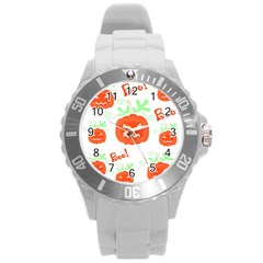 Halloween Pumpkins Pattern Round Plastic Sport Watch (l) by Valentinaart