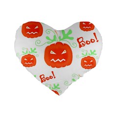 Halloween Pumpkins Pattern Standard 16  Premium Flano Heart Shape Cushions by Valentinaart