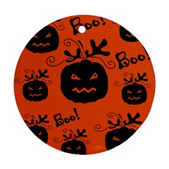 Halloween Black Pumpkins Pattern Ornament (round)  by Valentinaart