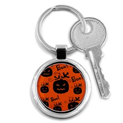 Halloween Black Pumpkins Pattern Key Chains (round)  by Valentinaart