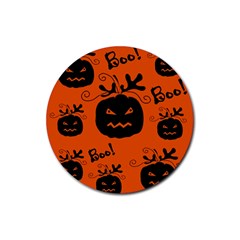 Halloween Black Pumpkins Pattern Rubber Round Coaster (4 Pack)  by Valentinaart