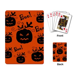 Halloween Black Pumpkins Pattern Playing Card by Valentinaart