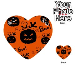 Halloween Black Pumpkins Pattern Playing Cards 54 (heart)  by Valentinaart