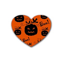 Halloween Black Pumpkins Pattern Rubber Coaster (heart)  by Valentinaart