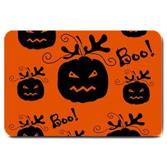 Halloween Black Pumpkins Pattern Large Doormat  by Valentinaart