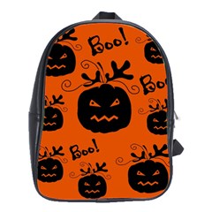 Halloween Black Pumpkins Pattern School Bags(large)  by Valentinaart