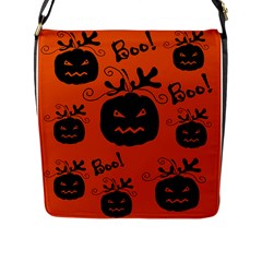 Halloween Black Pumpkins Pattern Flap Messenger Bag (l)  by Valentinaart