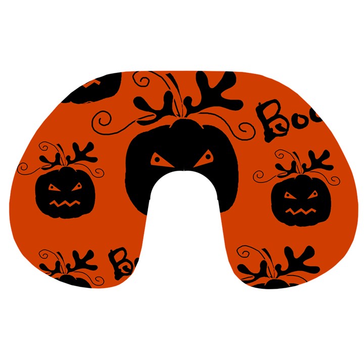 Halloween black pumpkins pattern Travel Neck Pillows