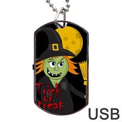 Halloween Witch Dog Tag Usb Flash (two Sides)  by Valentinaart