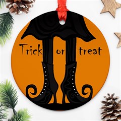 Halloween - Witch Boots Round Ornament (two Sides)  by Valentinaart