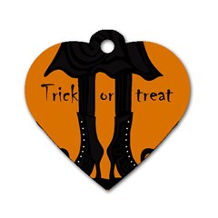 Halloween - Witch Boots Dog Tag Heart (two Sides) by Valentinaart