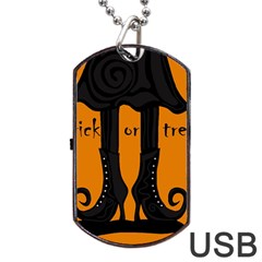 Halloween - Witch Boots Dog Tag Usb Flash (two Sides)  by Valentinaart