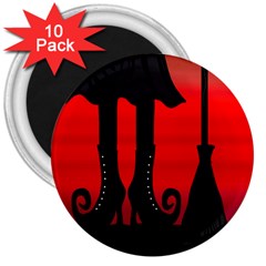 Halloween Black Witch 3  Magnets (10 Pack)  by Valentinaart